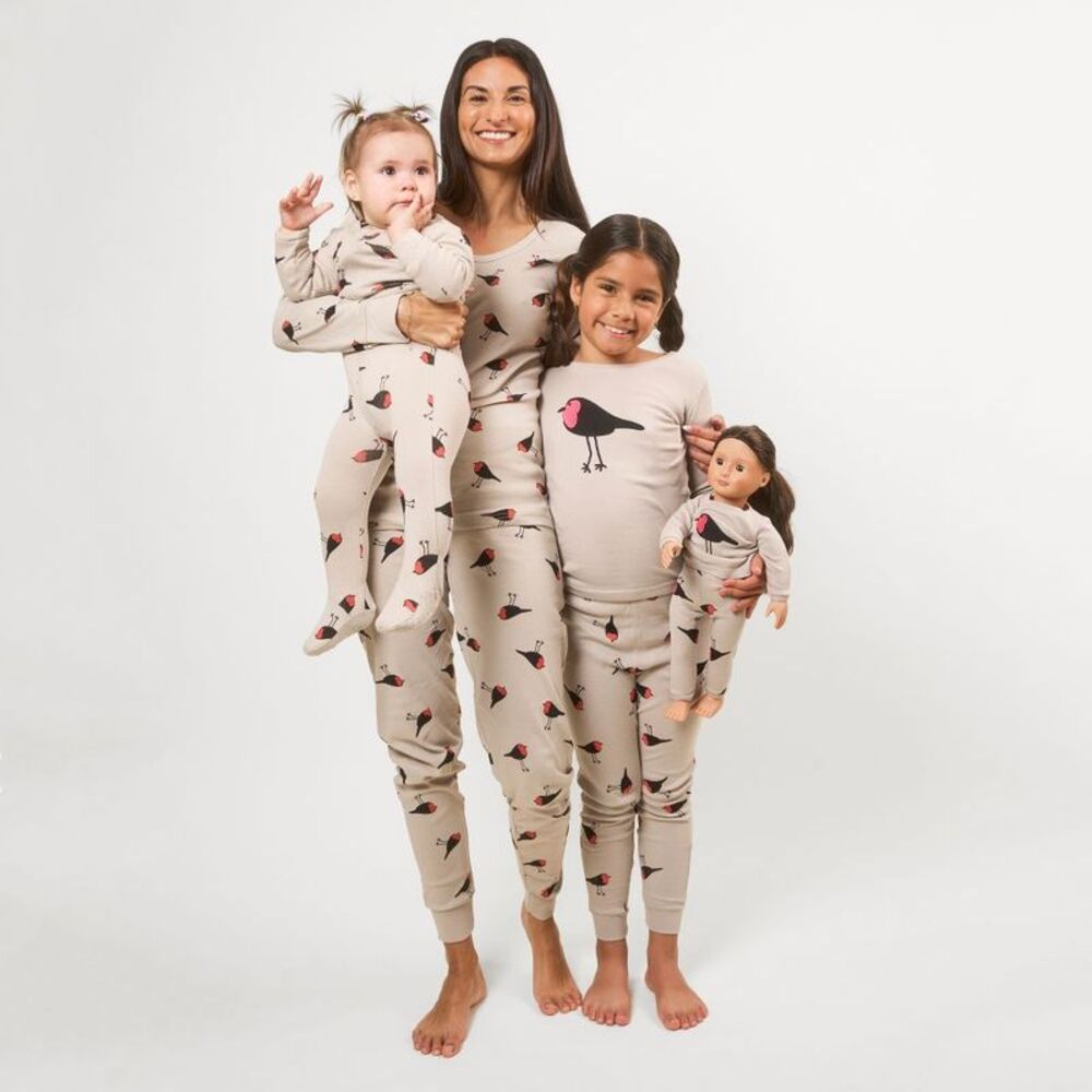 LEVERET -  Womens Two Piece Cotton Pajamas Birds L Birds